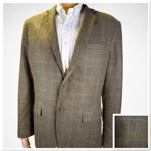 Banana Republic Blazer Brown Glen Plaid Wool Blend Tailored Fit Men's Size 46L